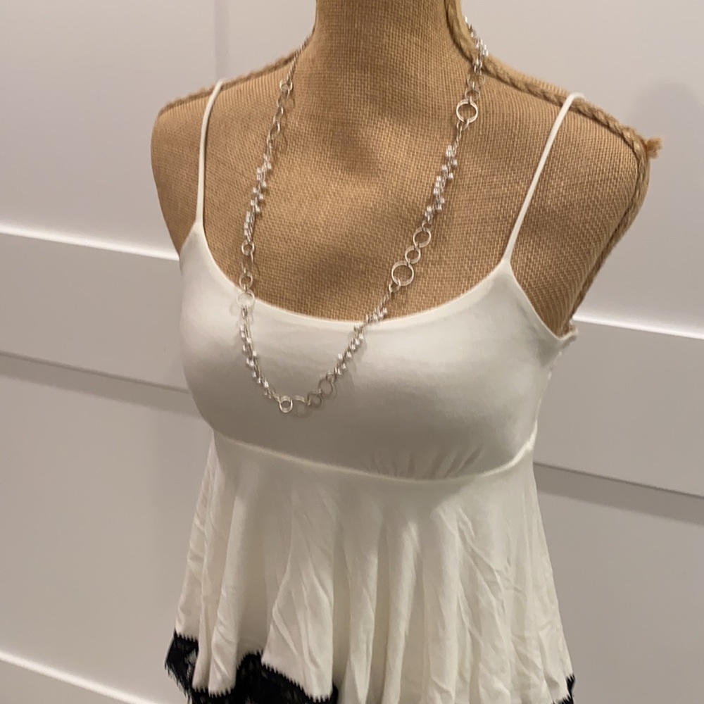 Forever 21 White Black Eyelash Lace Tank Top - Picture 2 of 10
